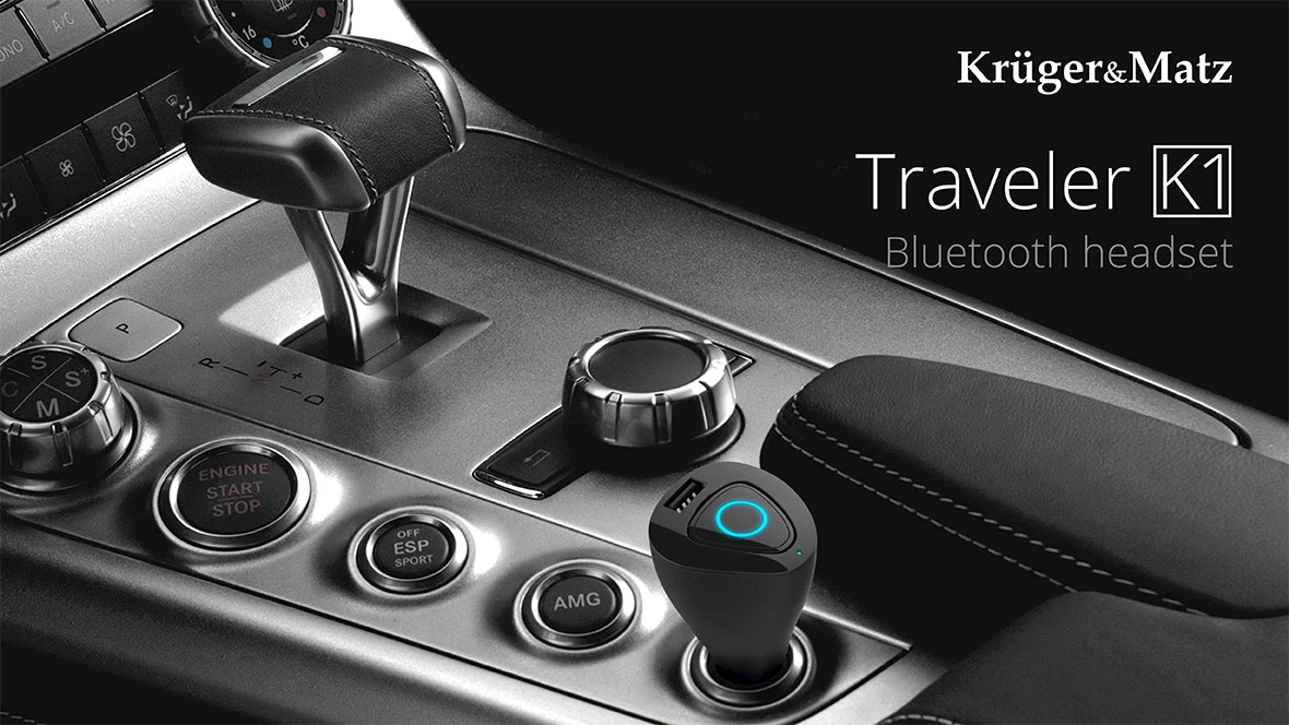 Bluetooth ausinės su Kruger & Matz Traveler K1 automobiliniu įkrovikliu aprašymas - Prekės nuotrauka