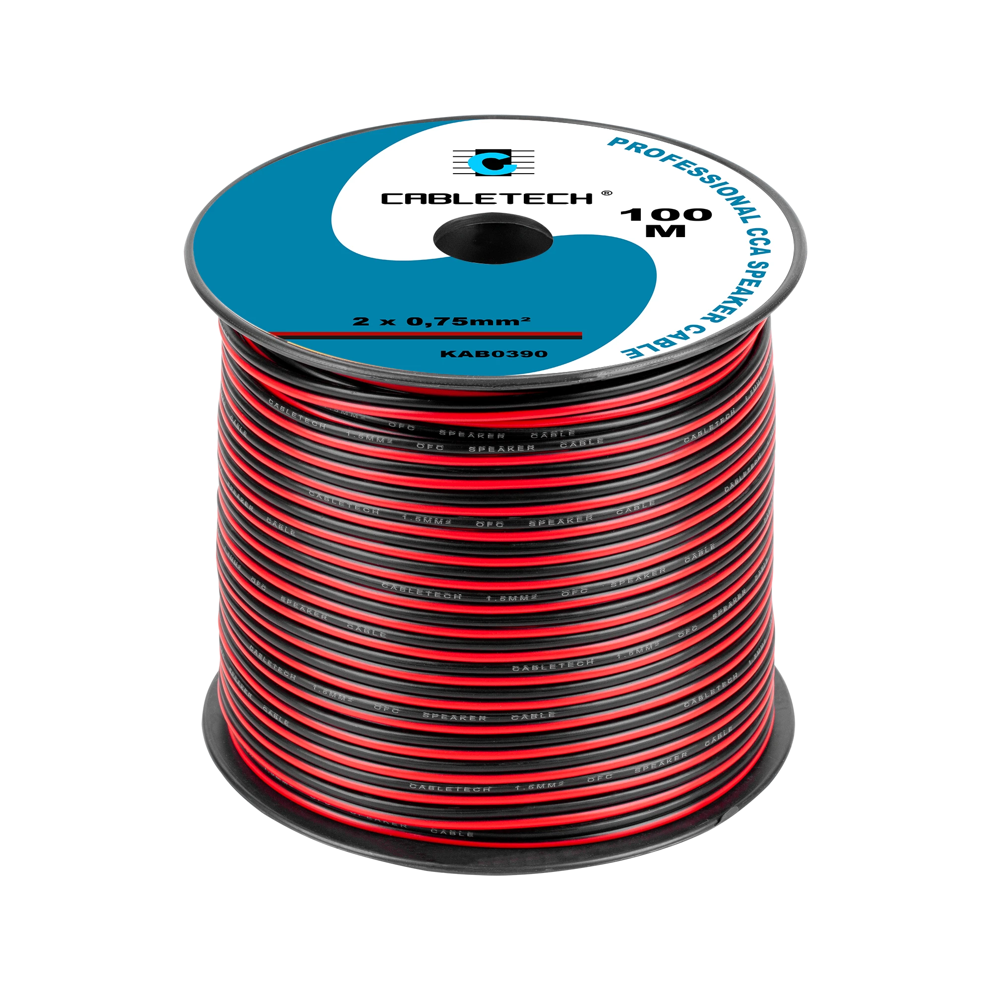 Cabletech kabelis CCA 2x0.75mm 1m - juoda raudona aprašymas - Prekės nuotrauka