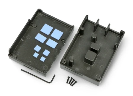 Oem Dėklas skirtas Raspberry Pi 4B - su išpjovomis - aliuminis - grafitas aprašymas - Prekės nuotrauka