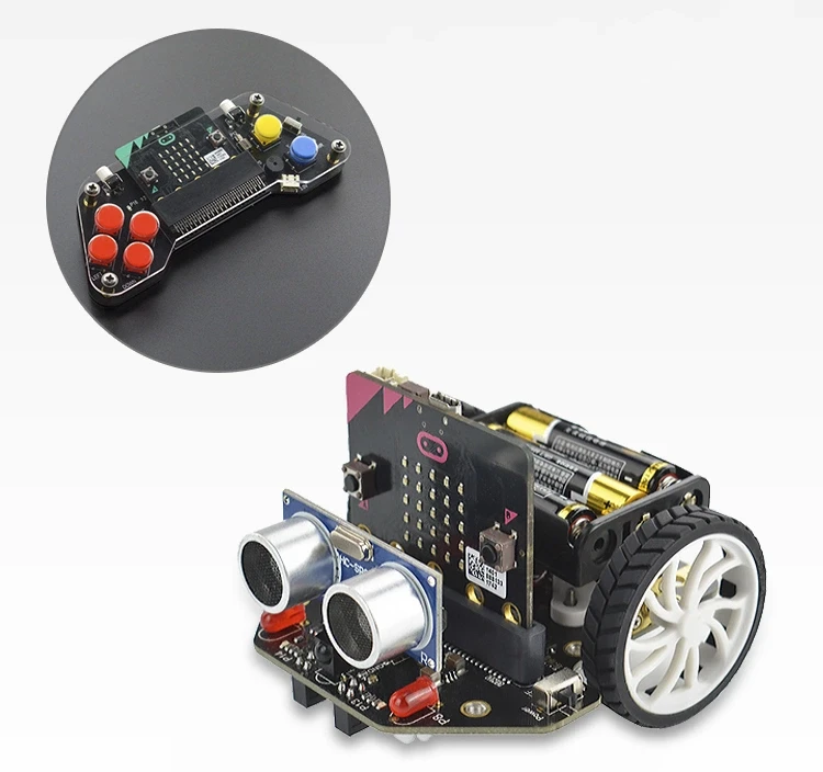 DFRobot micro: Maqueen edukacinė programuojama roboto platforma Micro:bit Makecode 3x AAA aprašymas - Prekės nuotrauka