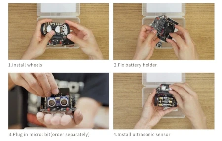 DFRobot micro: Maqueen edukacinė programuojama roboto platforma Micro:bit Makecode 3x AAA aprašymas - Prekės nuotrauka