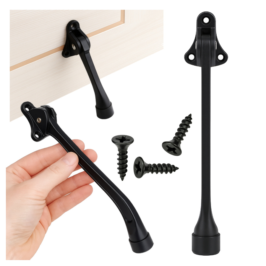 Oem Durų stabdiklis 19cm - koja - juoda - universali atrama aprašymas - Prekės nuotrauka