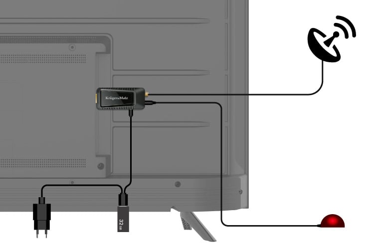 Kruger & Matz DVB-T2 HEVC H.265 mini imtuvas per HDMI aprašymas - Prekės nuotrauka
