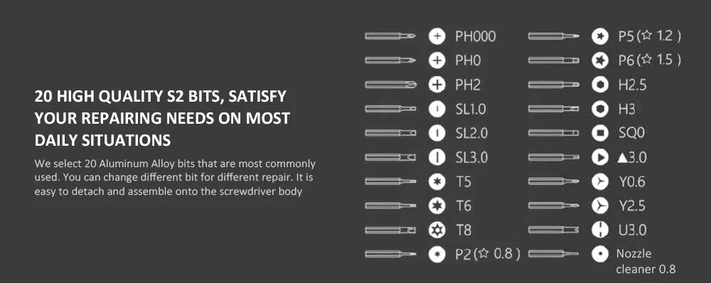 Oem Elektrinis atsuktuvas su keičiamais antgaliais (20vnt) XIAOMI WOWSTICK 1P+ aprašymas - Prekės nuotrauka