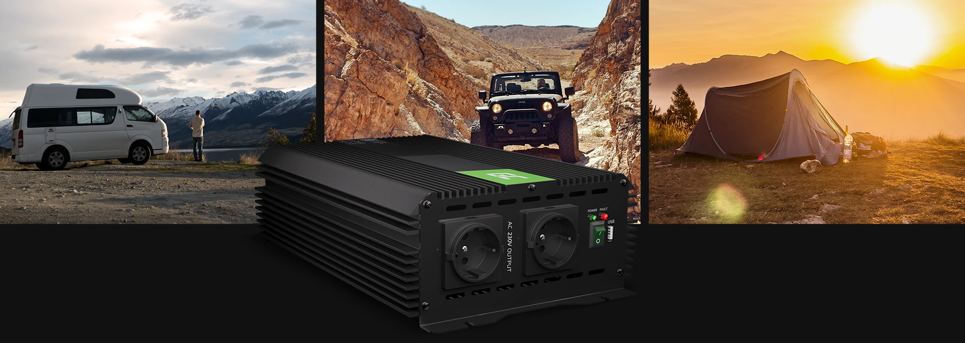 Green Cell Žalias Cell Žalias Cell PRO automobilio maitinimo inverteris 12V į 230V 2000W/4000W modifikuota sinusinė banga aprašymas - Prekės nuotrauka