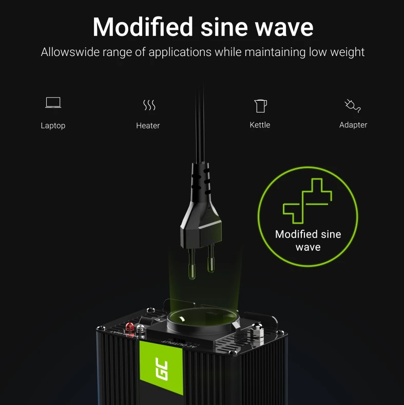Green Cell Žalias Cell Inverteris 12V/220V 3000W/6000W Modifikuota sinusinė išėjimo įtampa Žalias Cell aprašymas - Prekės nuotrauka
