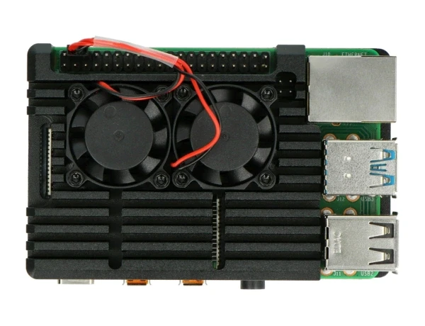 Lonten Technology justPi dėklas Raspberry Pi 4B - aliuminis su dviem ventiliatoriais - juodas - LT-4B02 aprašymas - Prekės nuotrauka