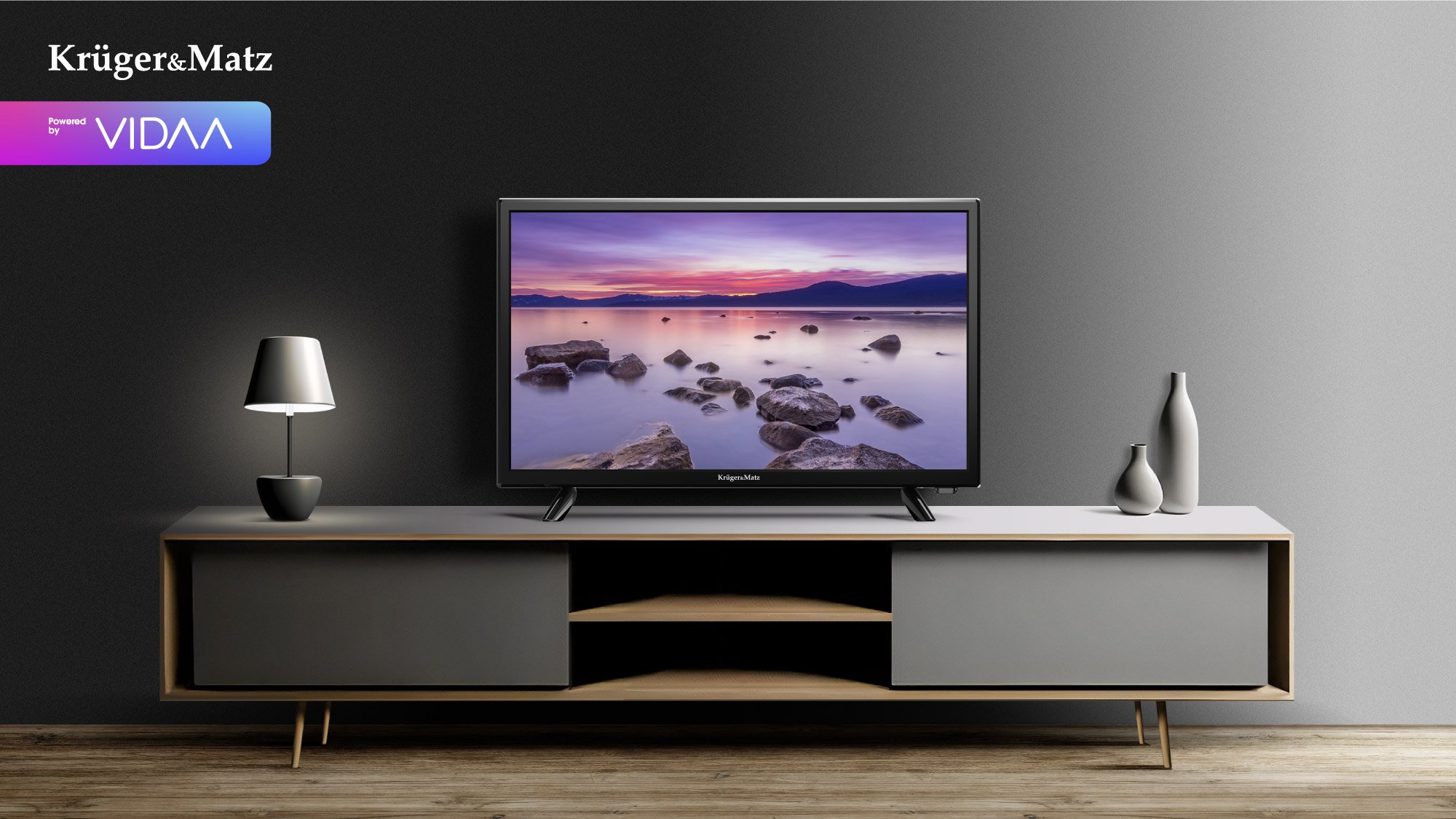Kruger & Matz 24 colių išmanusis VIDAA DVB-T2 televizorius aprašymas - Prekės nuotrauka