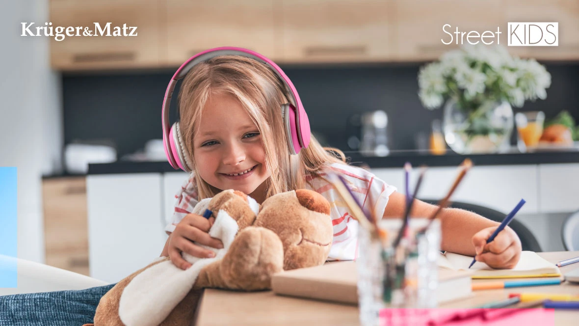 Kruger & Matz belaidės ausinės vaikams Street Kids Rožinės aprašymas - Prekės nuotrauka