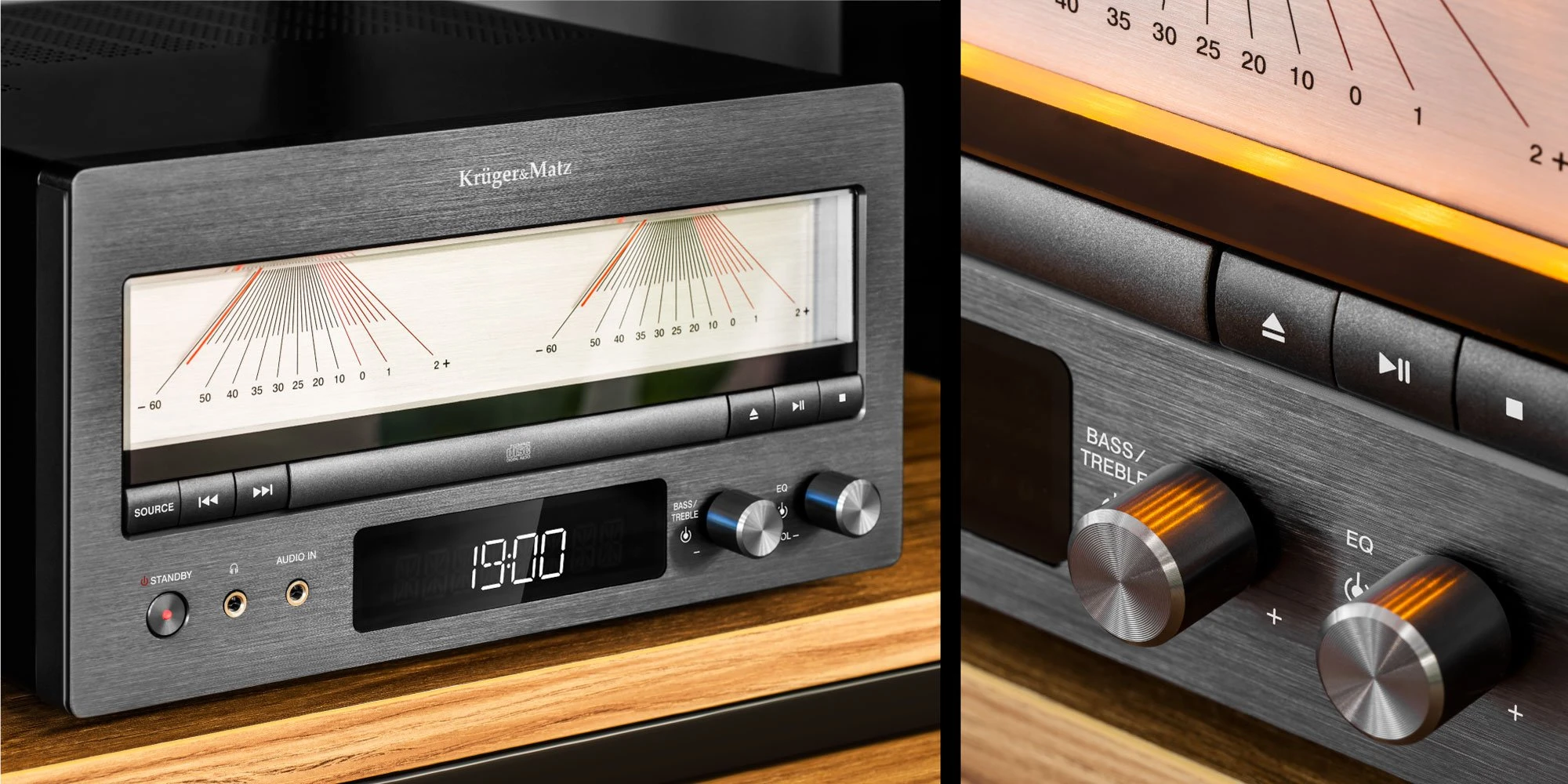 Kruger & Matz KM1995-A klasės A HiFi stiprintuvas - CD USB Bluetooth DAB+ skaitmeninis radijas FM aprašymas - Prekės nuotrauka