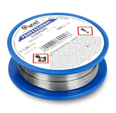 9633# Lydmetalis su fliusu CYNEL Sn60Pb40 SW26 1.00mm 100g aprašymas - Prekės nuotrauka