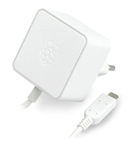 Maitinimo šaltinis Raspberry Pi 3B+/3A+/3B/2B/Zero/Zero 2 - microUSB 5.1V / 2.5A - baltas aprašymas - Prekės nuotrauka