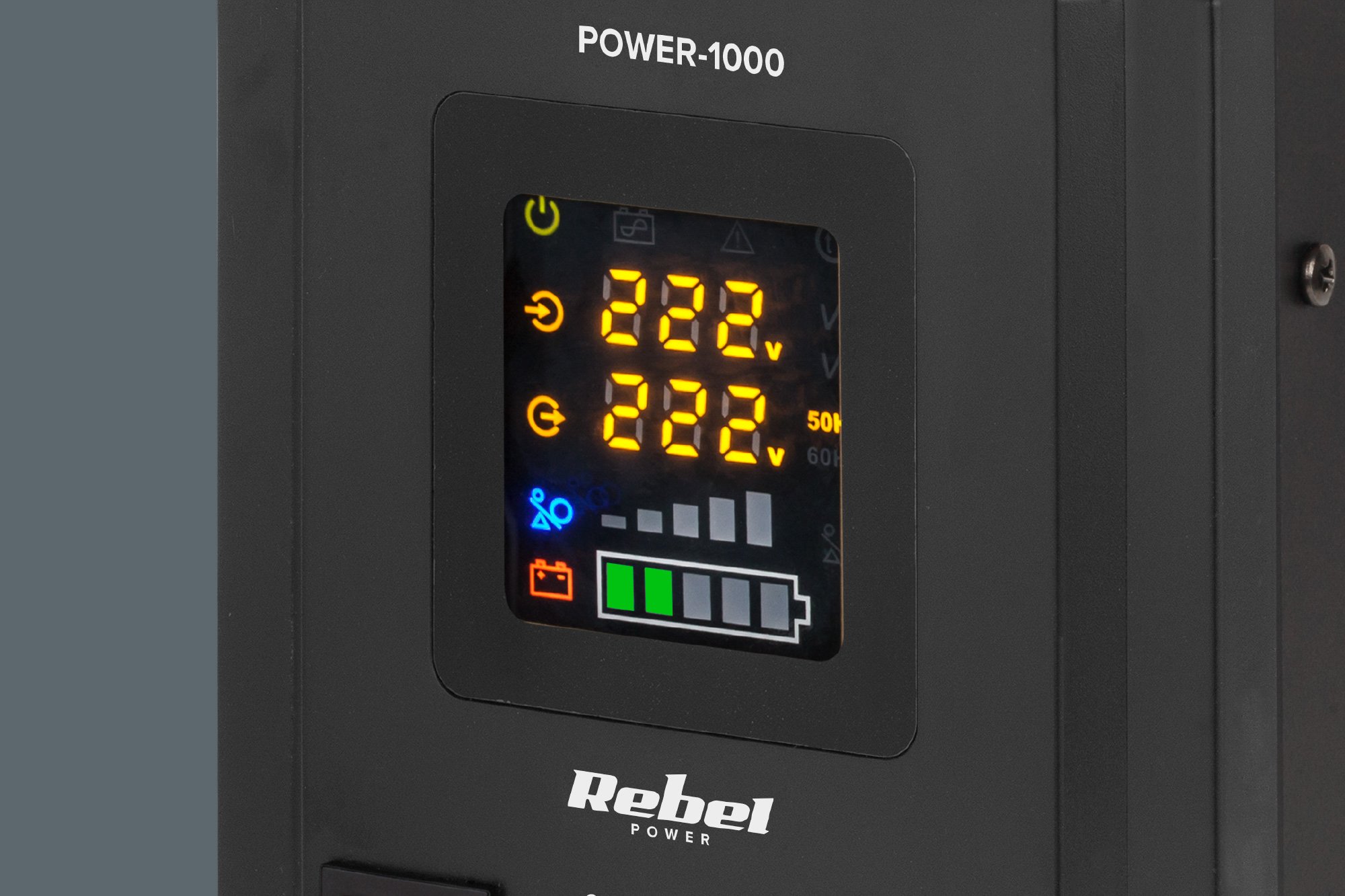 Nepertraukiamo maitinimo šaltinis Rebel POWER-1000 - inverteris su gryna sinusine banga ir įkrovimo funkcija 12V 230V 1000VA 700W aprašymas - Prekės nuotrauka