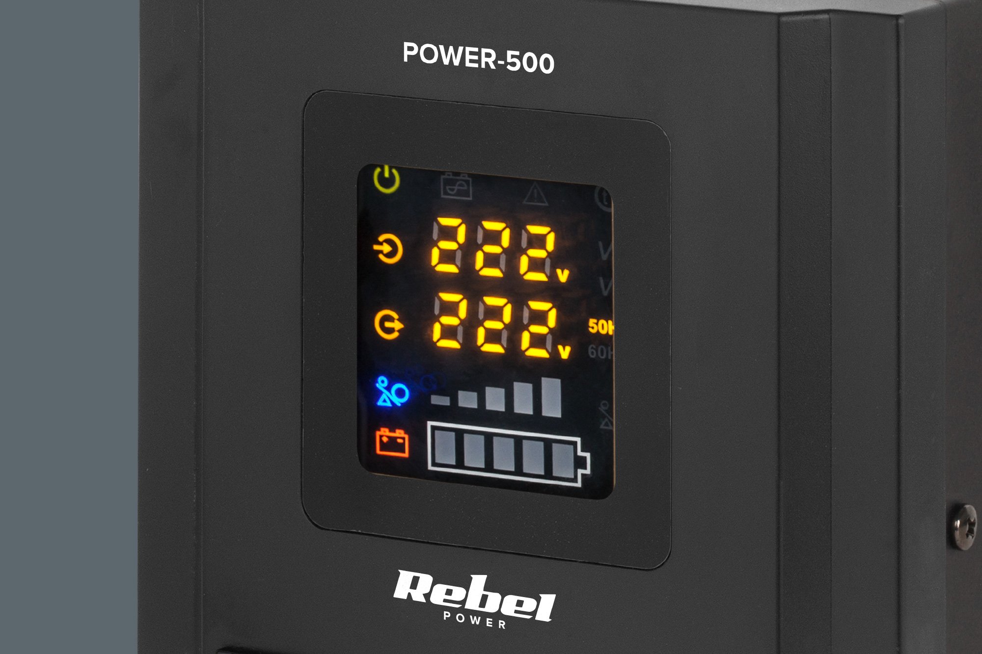 Nepertraukiamo maitinimo šaltinis Rebel POWER-500 - inverteris su gryna sinusine banga ir įkrovimo funkcija 12V 230V 500VA 300W aprašymas - Prekės nuotrauka
