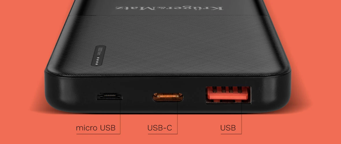 Power Bank Kruger & Matz 10000 mAh Li-pol su QC ir PD funkcijomis aprašymas - Prekės nuotrauka
