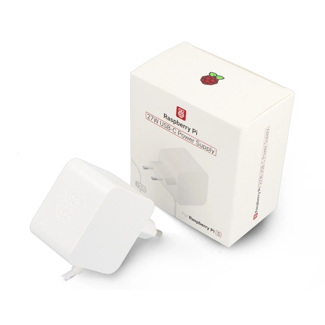 Raspberry Pi 27W USB-C maitinimo šaltinis - 5.1V/5A skirtas Raspberry Pi 5 - baltas aprašymas - Prekės nuotrauka