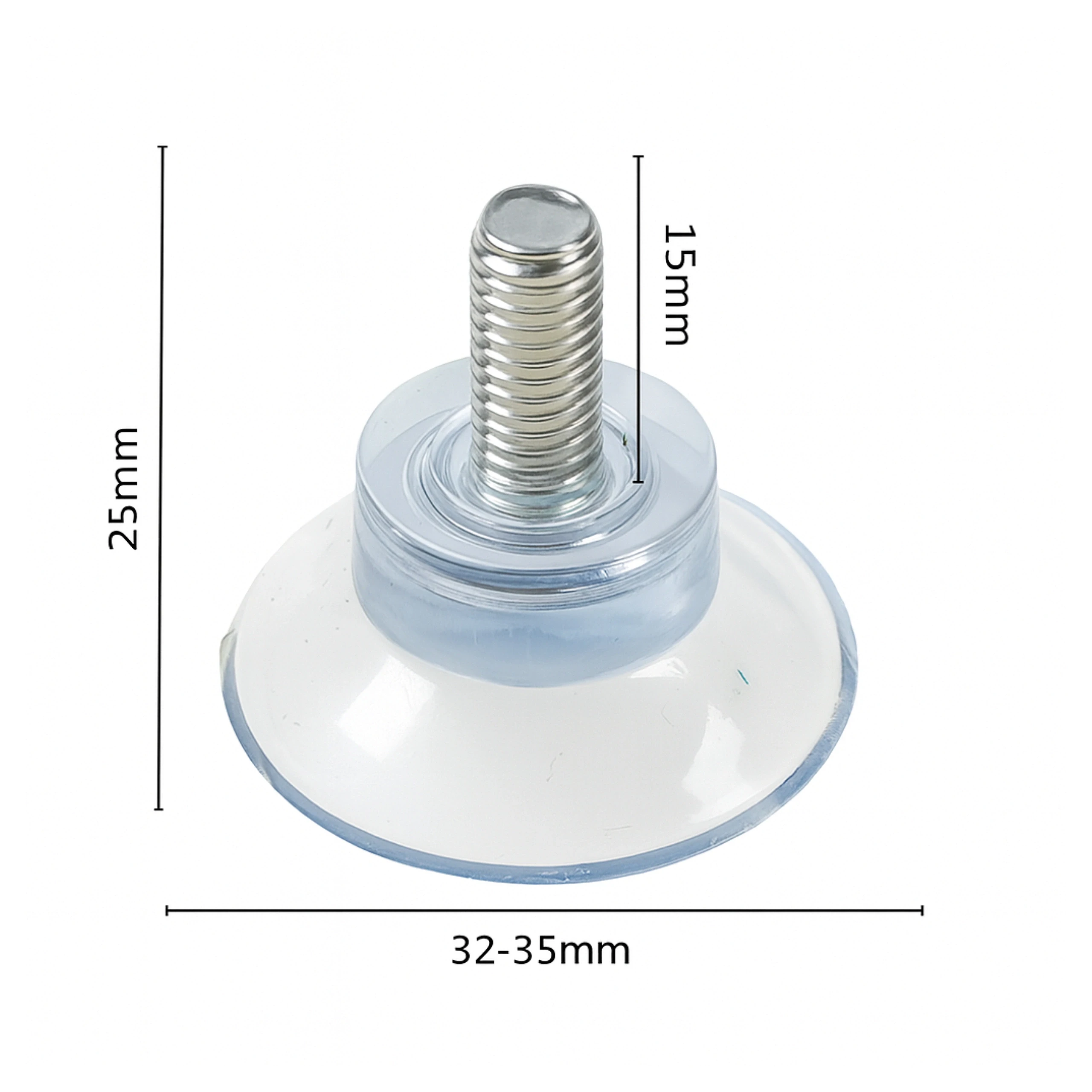 Oem Siurbtukas su M6 sriegiu 32×25mm apvali kojelė stiklo paviršiams 4vnt aprašymas - Prekės nuotrauka