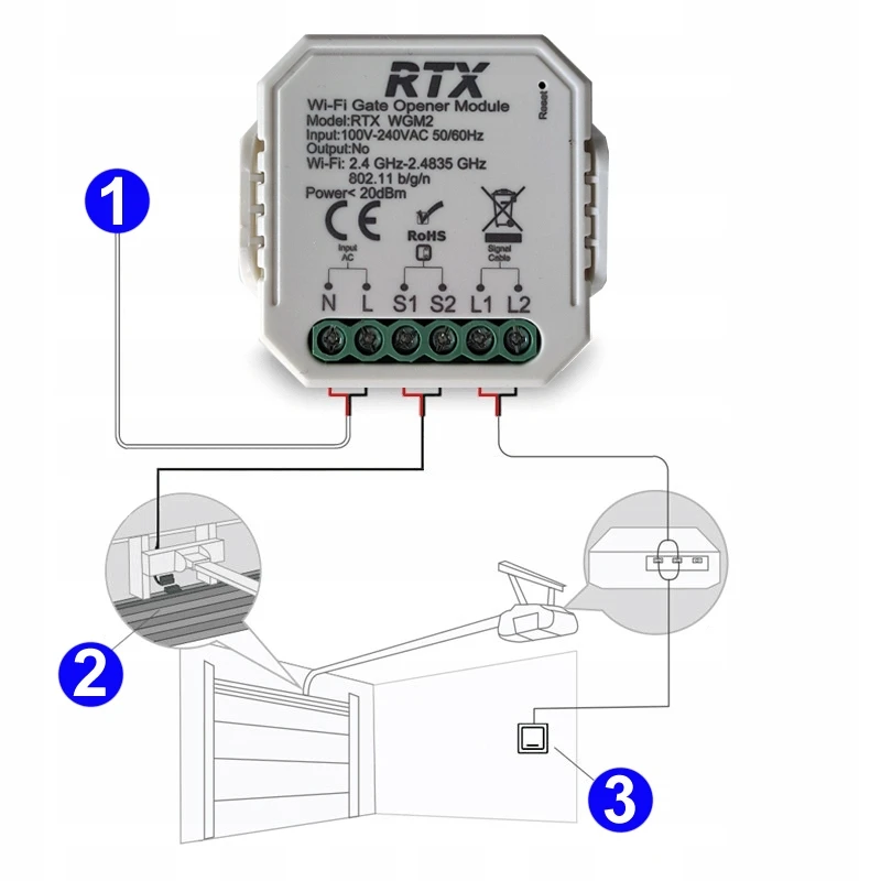 Oem Tuya RTX WGM2 WiFi vartų valdiklis aprašymas - Prekės nuotrauka