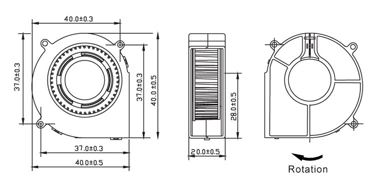 Oem Ventiliatorius 12VDC 40mm tinkantis 3D spausdintuvui aprašymas - Prekės nuotrauka
