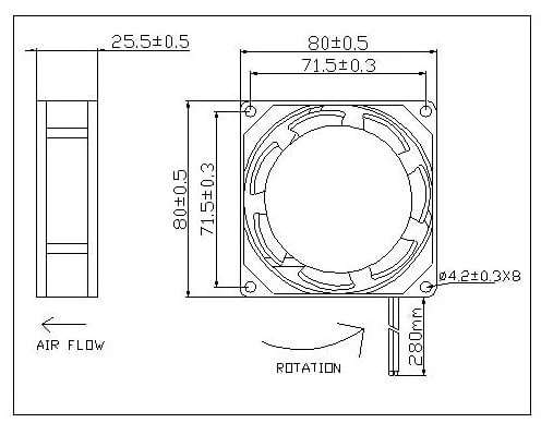 Ventiliatorius MAXAIR 80x80x25mm 230V 14W guolinis aprašymas - Prekės nuotrauka
