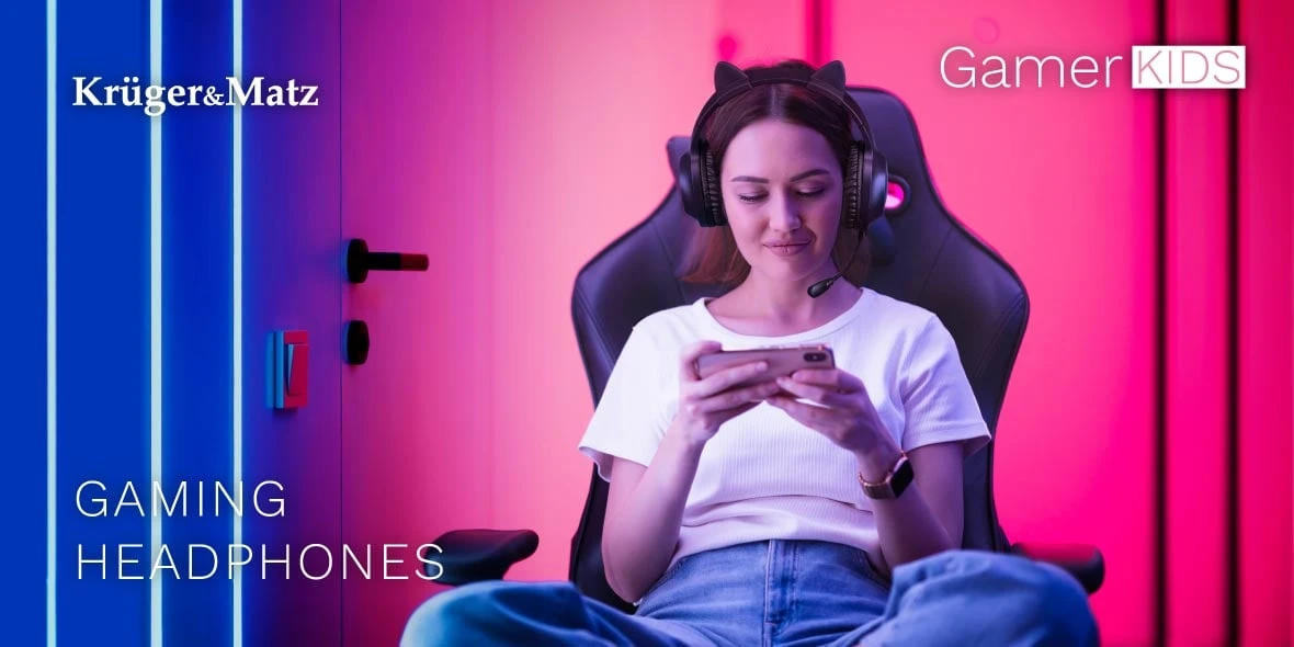 Žaidimų ausinės vaikams Kruger & Matz Street Kids Gamer - rožinės aprašymas - Prekės nuotrauka