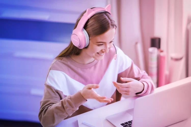 Žaidimų ausinės vaikams Kruger & Matz Street Kids Gamer - rožinės aprašymas - Prekės nuotrauka