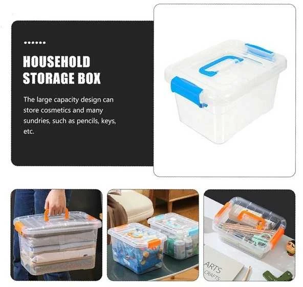 Oem Dėžutė su rankena 18.5x13x9.7 cm - permatoma - plastikinė - organizatorius