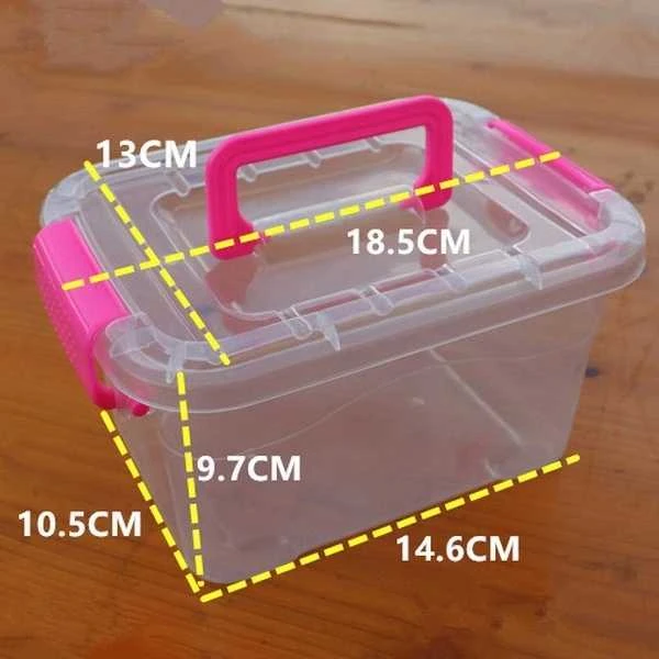 Oem Dėžutė su rankena 18.5x13x9.7 cm - permatoma - plastikinė - organizatorius