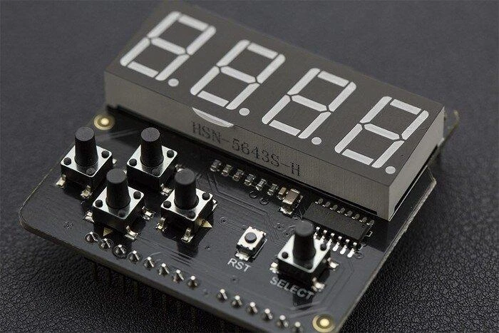 Dfrobot 8 segmentų LED ekranas su mygtukais, skirtas Arduino