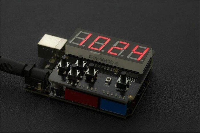 Dfrobot 8 segmentų LED ekranas su mygtukais, skirtas Arduino