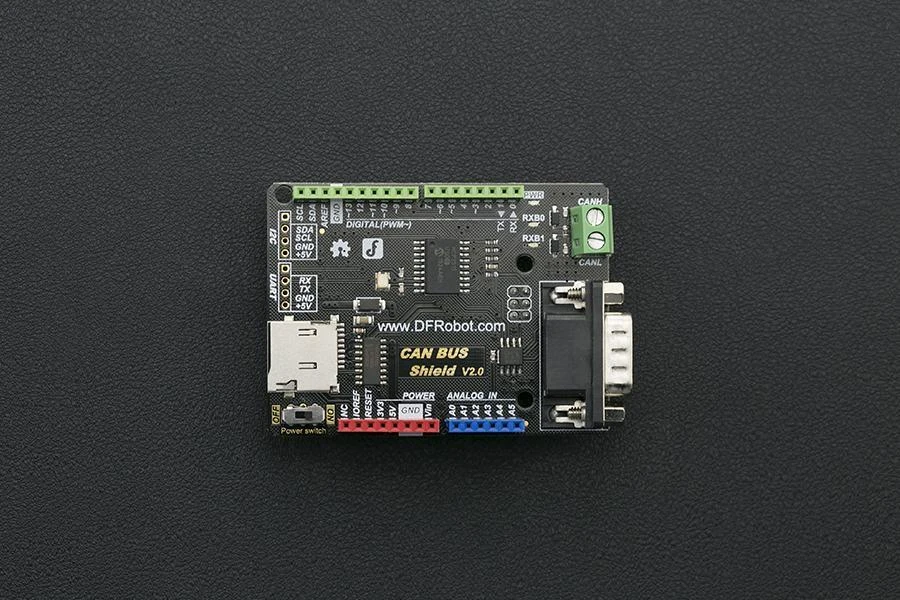DFRobot CAN-Bus Shield V2.0 su DB9 ir SD jungtimis