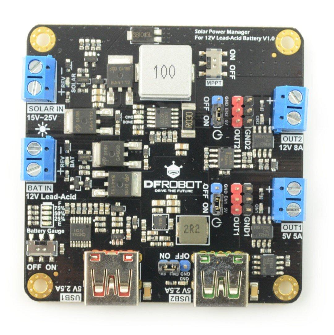 DFRobot DFR0580 saulės energijos valdiklis, skirtas 12 V švino-rūgšties baterijai