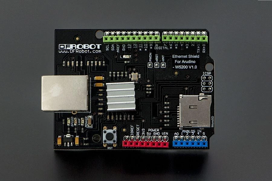 DFRobot Ethernet Shield W5200 su aušintuvu