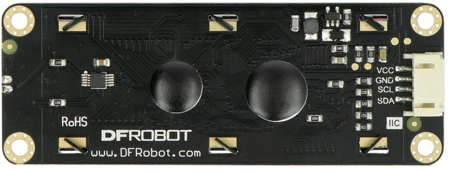 DFRobot LCD ekranas - galinė spausdintinės plokštės pusė