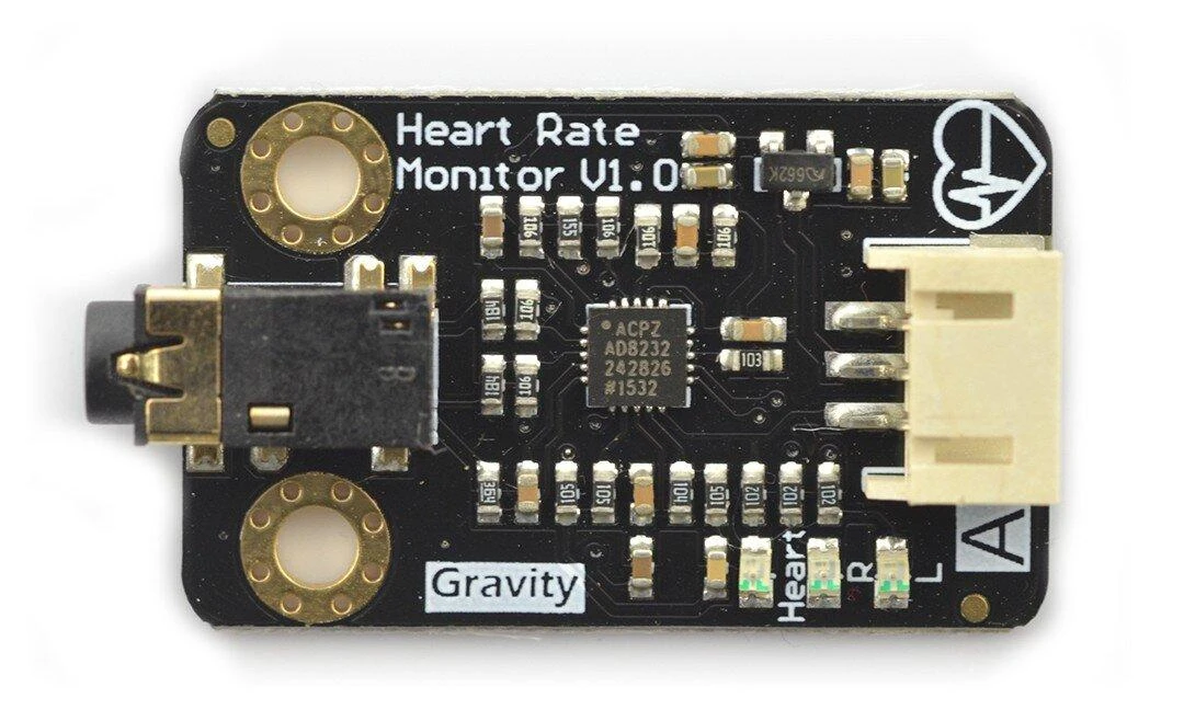 DFRobot Gravity EKG jutiklio komponentų išdėstymas