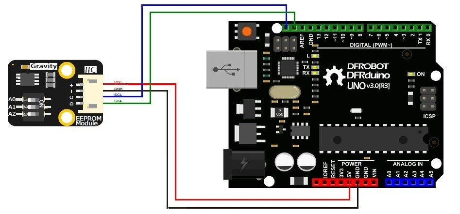 DFRobot Gravity duomenų saugojimo modulis su EEPROM atmintimi, I2C, 256 KB