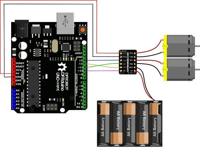 DFRobot HR8833 dviejų kanalų tvarkyklė DC 10 V / 1.5 A varikliams