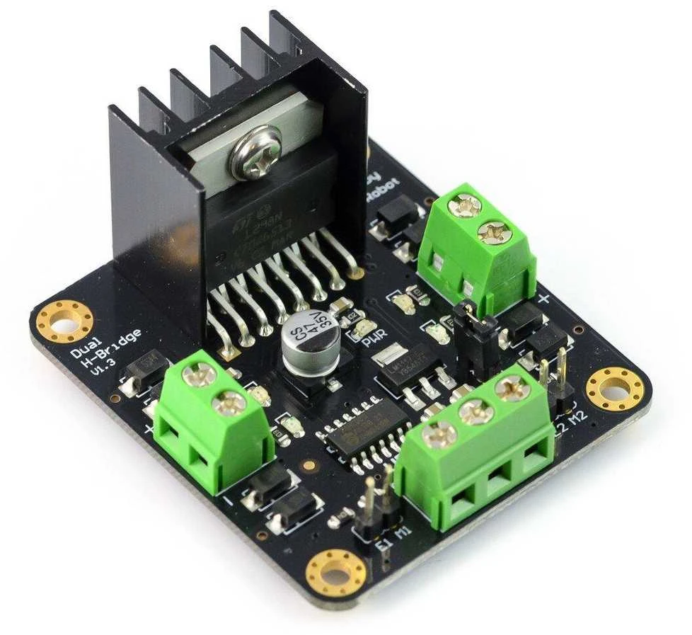 DFRobot L298N, dviejų kanalų DC variklio valdiklis, 12 V / 2 A