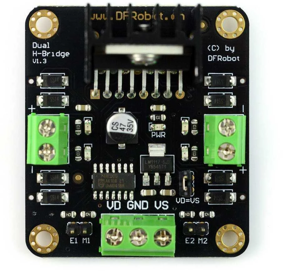 DFRobot L298N, dviejų kanalų DC variklio valdiklis, 12 V / 2 A