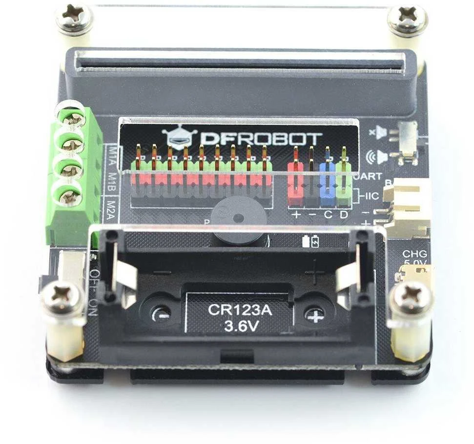 Dfrobot Micro:IO-BOX plokštė su CR123A baterijos laikikliu