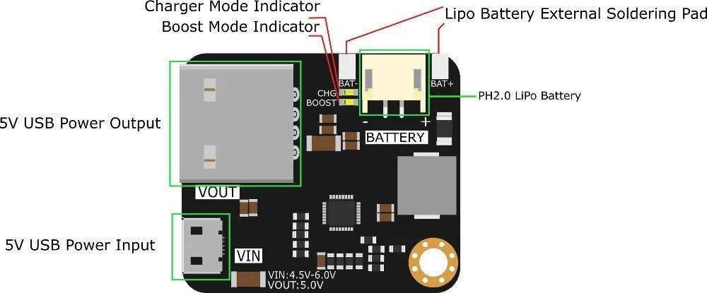 Dfrobot MP2636 galios stiprintuvo ir įkroviklio modulis
