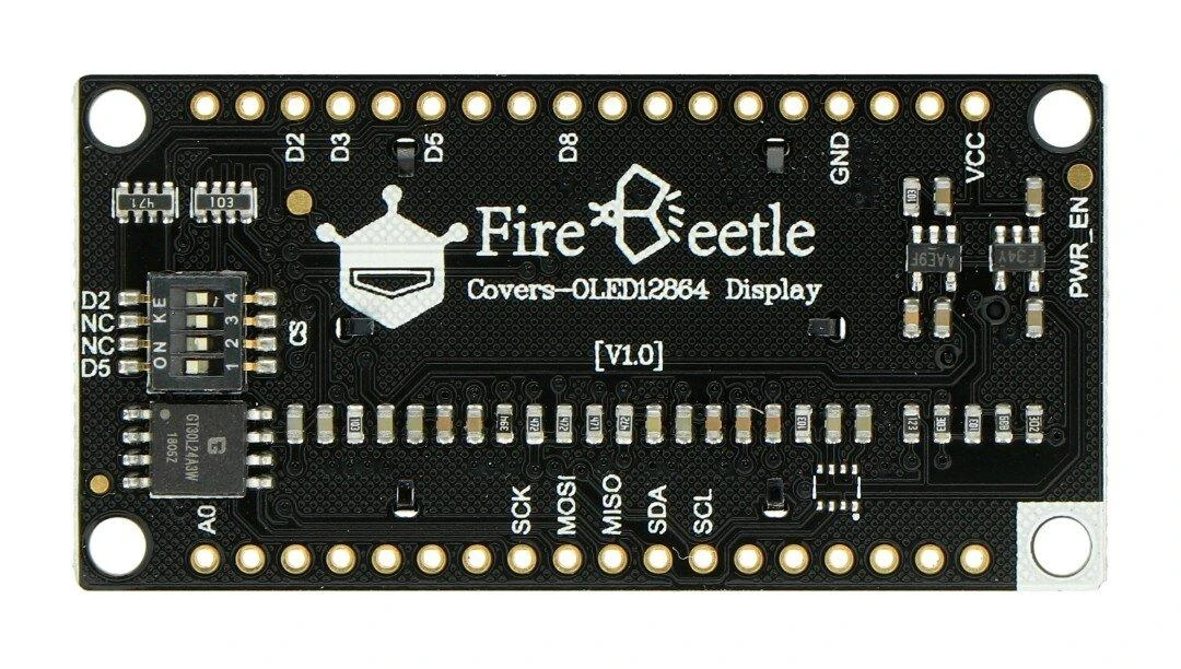 FireBeetle OLED 128x64 ekrano valdymo plokštės detalė
