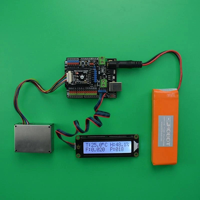 DFRobot oro kokybės monitorius su LCD ekranu ir baterija