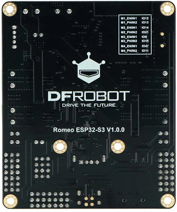 DFRobot Romeo ESP32-S3 plokštės apatinė pusė