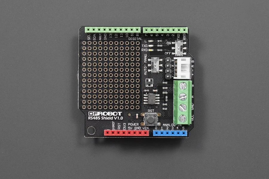 DFRobot RS485 plokštė su gnybtais ir jungikliais