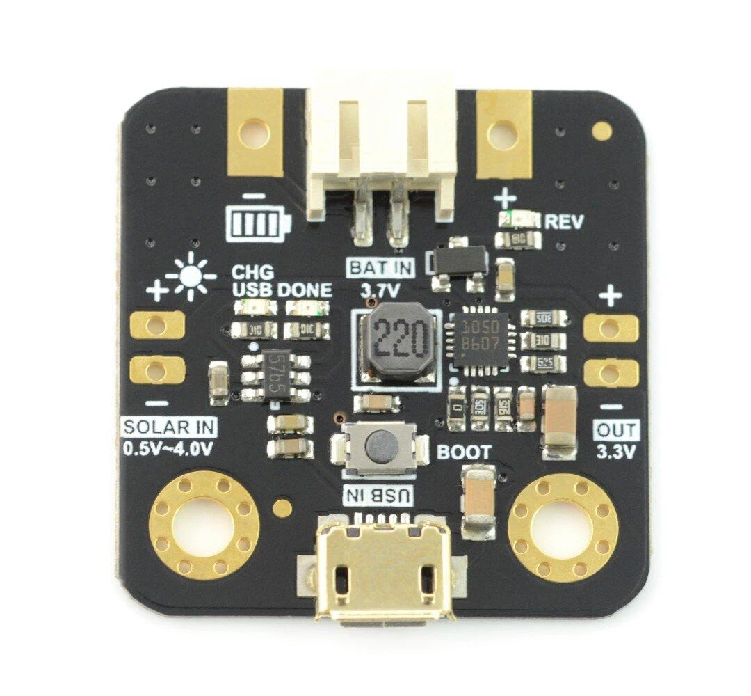 DFRobot saulės energijos įkrovimo plokštė su mikro USB jungtimi