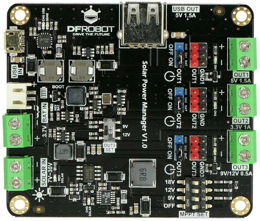 DFRobot saulės energijos valdiklis – PCB viršutinė pusė