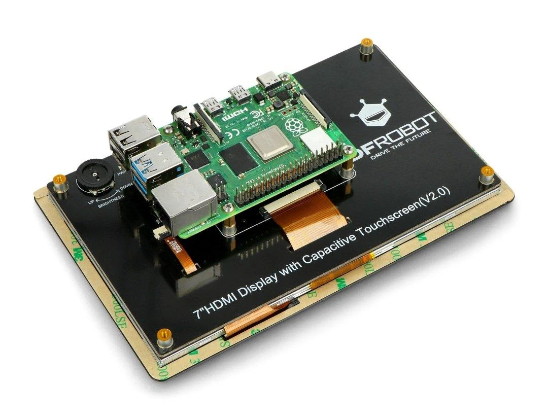 Monitorius Dfrobot Talpinis jutiklinis LCD ekranas 7 colių 1024x600 pikselių HDMI + USB