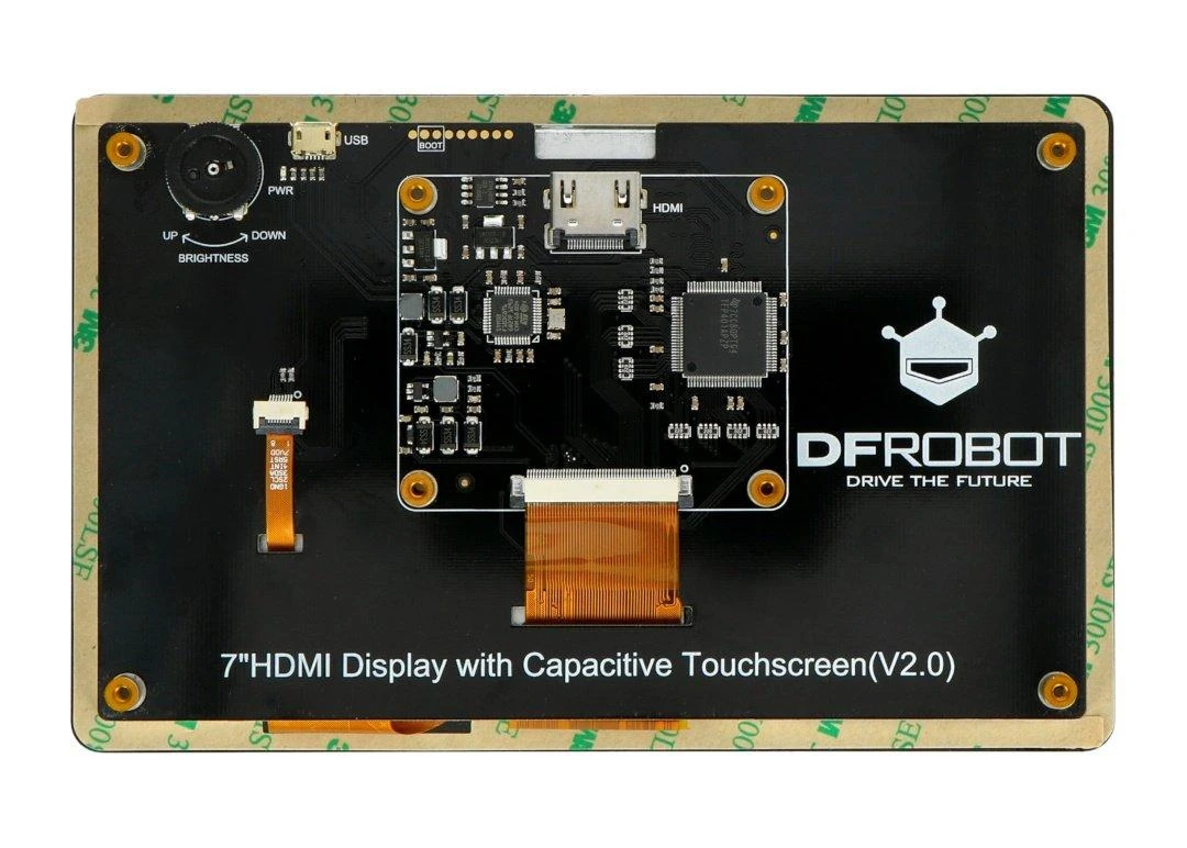 Monitorius Dfrobot Talpinis jutiklinis LCD ekranas 7 colių 1024x600 pikselių HDMI + USB