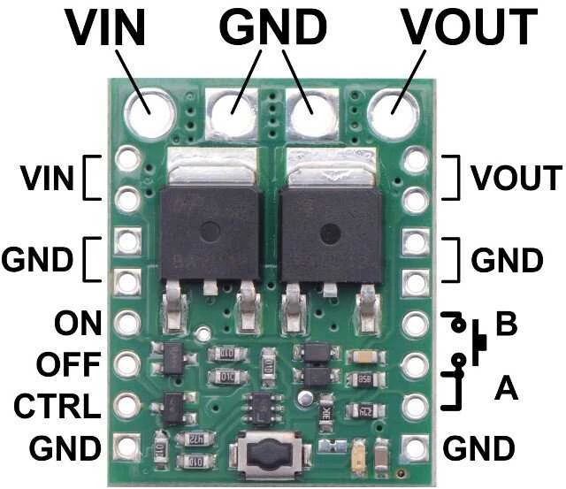 Didelis jungiklis Push MOSFET MP 4.5-40V/8A, su apsauga prieš atvirkštinę srovę, Pololu 2812